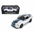 Shelby Collectibles 2013 Ford Shelby Cobra GT500 SVT White with Blue Stripes 1-18 Diecast Car Model SC394